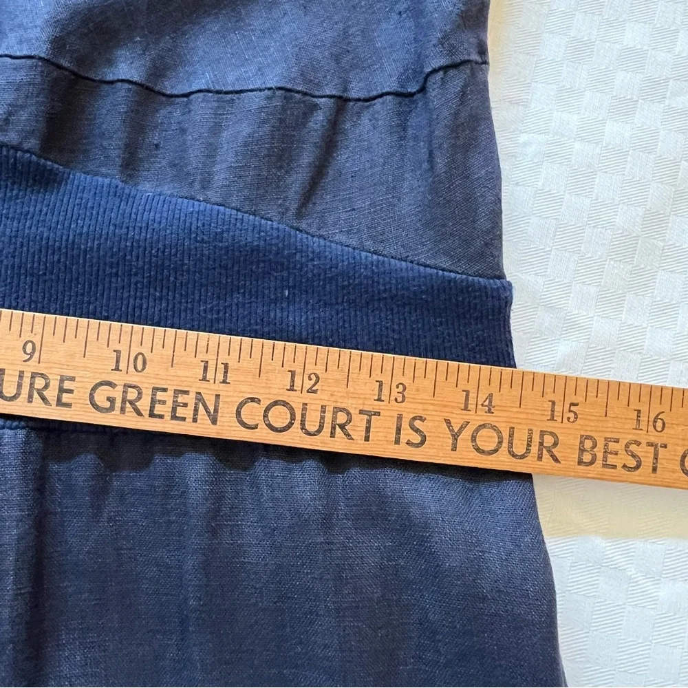 Linen Asymmetrical Navy Artsy Sleeveless Tank Dress - Picture 11 of 16